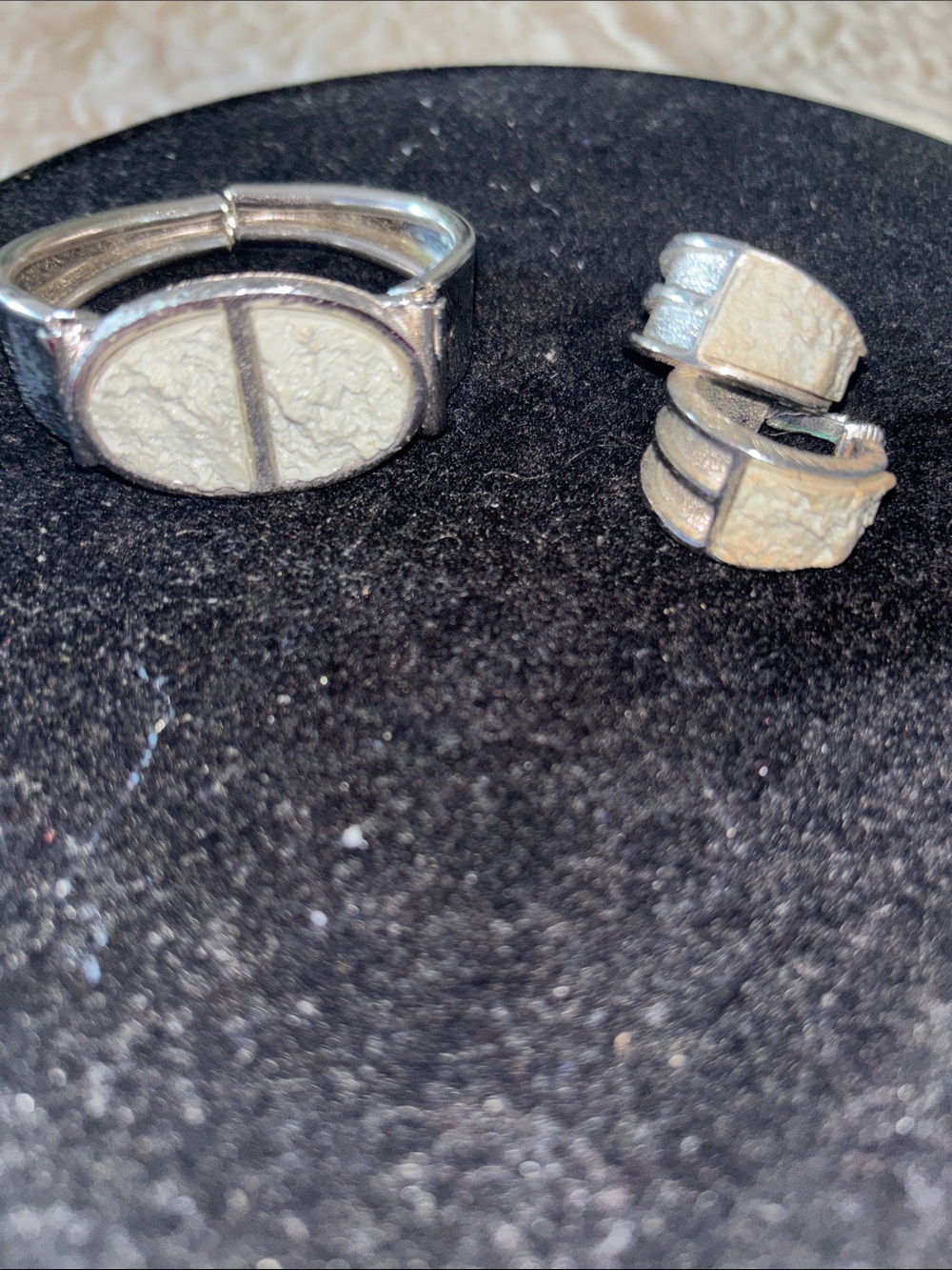 Bergere Silver-tone Textured Bracelet and Earrings
